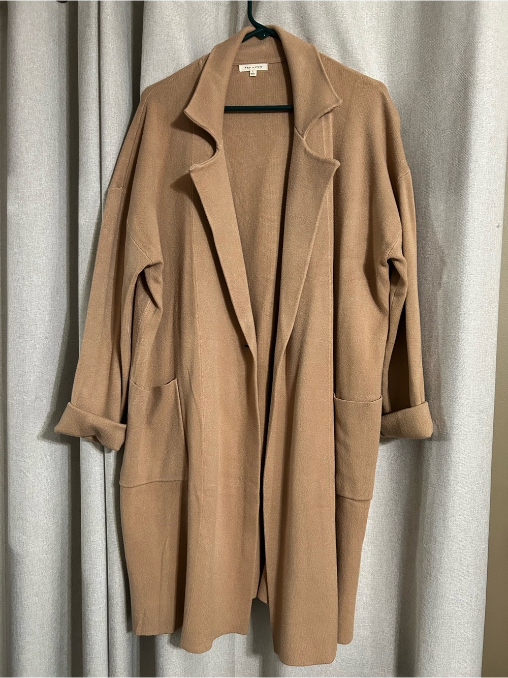 tea n rose Camel Open-Front Long Cardigan